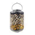 Snow Joe Bliss Outdoors Solar LED Lantern w Olive Leaf Design  Hand Painted Finish BSL-307-S